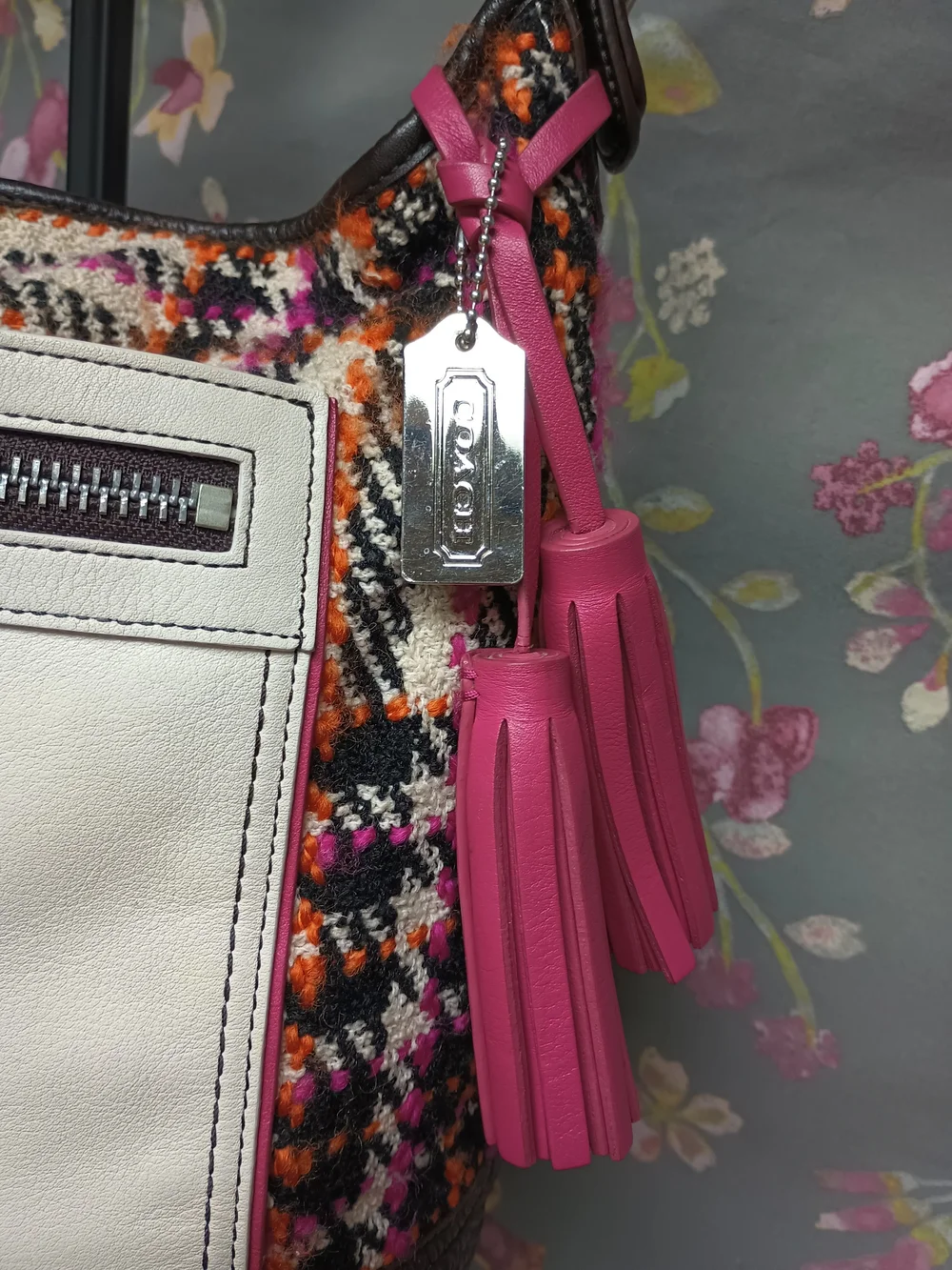 COACH Legacy Duffle Plaid Wool & Leather Hobo Bag 21146
